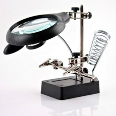 납땜 인두기 거치대 보조작업 5LED 확대경, 1개