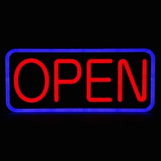 라인조명 LED 네온사인 OPEN 보드, 빨강색 파랑색, 1개