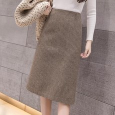 여성 빅사이즈 캐주얼 A라인 격자 무늬 모직 스커트 하객 오피스룩