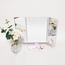 뷰센스 LED 3단 접이식 화장 거울 소형 BS034B, 소형 퓨어화이트