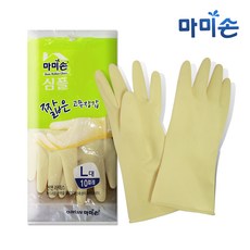 마미손 짧은고무장갑 10켤레, 아이보리, 대(L), 1개