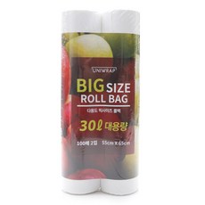 유니랩 빅 사이즈 롤백 30L 대용량(55cm x 65cm) 100매x2개입, 1세트, 2개