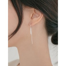 룬느 실버 14k 로즈 치르르 심플 더블 바 드롭 귀걸이 (2color)