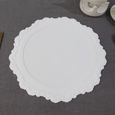 마꼬꼬트 프렌치 원형 실리콘 테이블매트, 화이트, 35cmx35cm