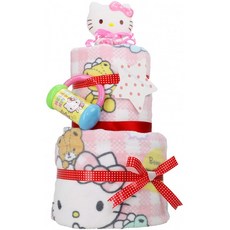 산리오 헬로 키티 소녀 키티 출산 선물 2 단 목욕 수건 기저귀 케이크 팸퍼스 테이프 타입 S Hello Kitty