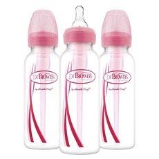 닥터브라운 내로우 보틀 젖병 236.6ml 3개입, 0m+, Pink, 1세트