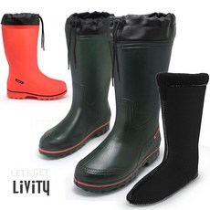 250-280mm LIVITY 초경량EVA 카프형 방수방한 탈부착 방한버선 장화 부츠 남자장화 방한화 R421