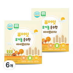 퓨어잇 유기농 순수한 아이보리차, 보리차, 54g, 6개