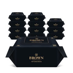 브라운 VIP 골드 블루 엠보싱 저자극 휴대용 유아물티슈 캡형, 20매, 12팩