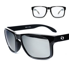 오클랜즈 스포츠 블랙프레임 선글라스 2종 세트 K310, 변색렌즈, 실버밀러편광렌즈