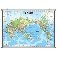 지도닷컴 세계지도 지세 지리 지도 족자형 150 x 110 cm + 대한민국 전도, 1세트