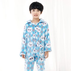 키즈라인 아동용 구름체크 블루 수면잠옷 상하세트
