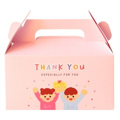 도나앤데코 롬롬 손잡이 사각 답례품 선물포장 상자, 핑크, 15개