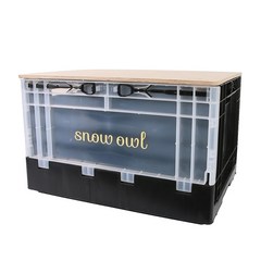 스노우아울 유틸리티 폴딩박스 + 우드상판 테이블 세트, 클리어, 1세트