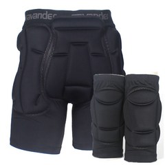 사반더 스키 보드 엉덩이 + 무릎 보호대 세트, 블랙