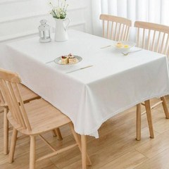 제이에스맘 무지 단색 레이스 방수 식탁보, 화이트, 2인(90 x 130 cm)