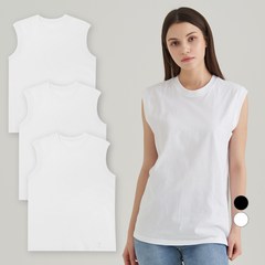 베이스알파 에센셜 남녀공용 순면 민소매 티셔츠 3p