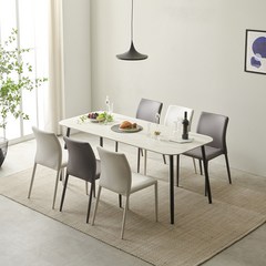 보니애가구 베로나 1800 세라믹 6인 식탁 테이블 + 의자 6p 방문설치, 테이블(캐슬마블), 의자(다크그레이,선셋베이지)