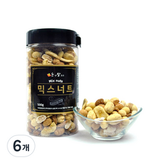 논앤밭위드 하루신선견과 믹스너트 대, 500g, 6개