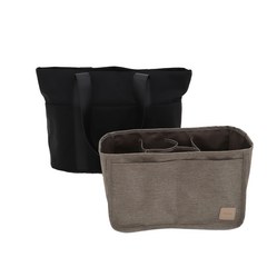 베메르 미뉴 숄더 기저귀가방 + 이너백 세트, 클래식 블랙, 애쉬 브라운