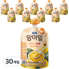 맘마밀 매일 안심이유식 퓨레 6개월, 바나나와 단호박, 30개, 100g