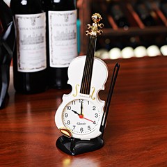 피어니스트 탁상용 인테리어 바이올린 알람시계, 02 화이트