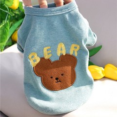 반려동물 귀여운 곰돌이 사계절 티셔츠 곰, 민트