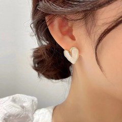 리나팩토리 여성용 특이한 하트 펄 귀걸이
