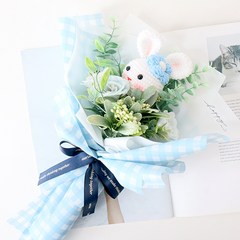 모리앤 토끼 니트 꽃다발, 블루, 1개