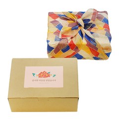 도나앤데코 누리 전통 선물 보자기 포장 상자 3p + 보자기 3p + 스티커 6p 세트, 원색골드, 1세트