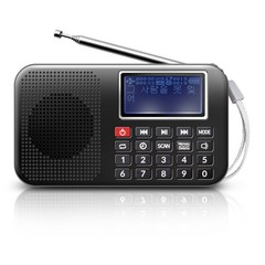 인켈 휴대용 미니 포켓 라디오 스피커, 블랙, IK-PR130