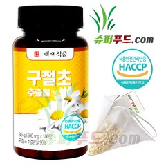 HACCP 식약처 인증 국내산 구절초 추출물 베타카로틴 철분 칼륨 칼슘 비타민 리나린 아케세틴 캠퍼 캄펜 아피게닌 루테올린 혼합 유산균 구절초추출물정 + 슈퍼푸드.com 연자육티백, 1세트, [(500mg x 100정) + 1g]