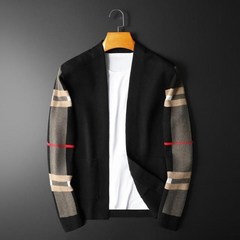 2022 패션 브랜드 유럽 럭셔리 남성 클래식 격자 무늬 니트 카디건 스웨터 캐주얼 대형 긴팔 카디건 재킷