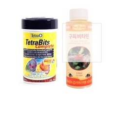 테트라 비트 중형 열대어 사료 소 + 구피 비타민 120ml, 1세트
