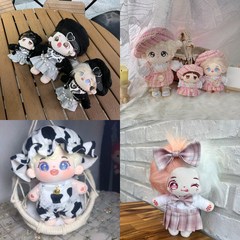 10cm 15cm 20cm 인형옷 트위드 원피스 진주 가디건 말랑 카우 보타이 스커트, 보타이 체크 스커트 블루