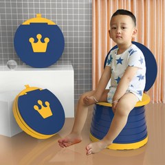 아기 변기 접이식 차박 화장실 휴대용 이동식 캠핑용 요강 변기 소변통, 작은 사이즈 파란색