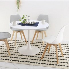 화이트 원형 사각 라운드 2인용 식탁 테이블 세트 (의자포함), B. 피오레 700 (FW 화이트), 06. 도도 (블랙1개+화이트1개)