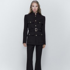Massimo Dutti 마시모두띠 여성 자켓 코트 블레이저 재킷 벨트 골드버튼 06030678401