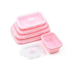 350-1200ml 실리콘 접이식 도시락 상자 식품 저장 용기 전자 레인지 휴대용 그릇 피크닉 캠핑 직사각형 야외 상자, 분홍색, 350ml, 1개