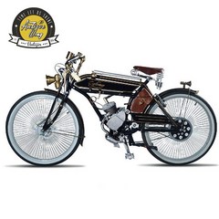 클래식모페즈바이크 레트로모페즈쿠터 40cc 장인 1924 레트로 기관차 오토바이 자전거 연료 부스트 장인 골동품 자동차, 검은색