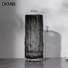 DFMEI 빙하 암석 유리 꽃병 가벼운 워터 배화기 거실 식탁 세트 꽃병, 1025 트럼펫암돌(담뱃재)