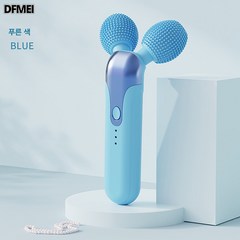 DFMEI 세안용 슬림 롤러 진동 얼굴 미용 안마기 리프팅 신기기 V 얼굴 미용 얼굴 클리너, 푸른 색, AW-508 미용기