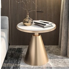 BOSUN 대리석 사이드 티 테이블, 금 피트 백금 표면 60*60 높이