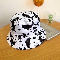 일본계 소중귀요미 젖소 벙거지 모자 여성 사계절 스타일리쉬 양면 차양 대야 모자 습기