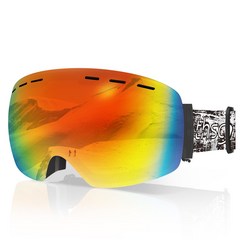 WISH SUN 남여공용 눈보호용 변색렌즈 방풍 자외선차단 스키 스노보드 고글, 레드