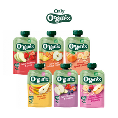 Organix food 퓨레 오가닉스 유기농 고영양 이유식, 오트밀, 사과, 바나나, 라즈베리&블루베리, 100g, 6개