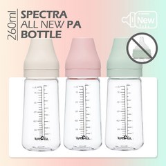 [공식판매처]스펙트라 올뉴 PA 젖병 260ml 노꼭지, 올뉴PA젖병 260ml (크림핑크) 2pc, 1개