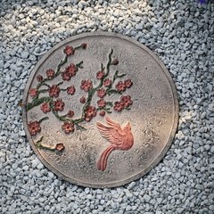 육각 디딤돌 판석 디딤석 30cm 35cm 정원 발코니 조경석 마당 타일, 둥근 디딤돌 - 매화 35cm