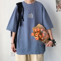 M-8XL 반팔 여름 남성 티셔츠 트렌드 느슨한 반팔 일본 티셔츠 하라주쿠 바람 반팔