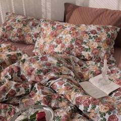 빈티지이불 레트로 꽃무늬 플라워패턴 유럽 침구세트 4종 베개커버 이불 침대시트